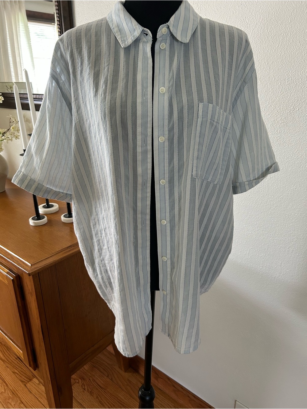 Treasure & Bond Light Blue and White Striped Shirt
